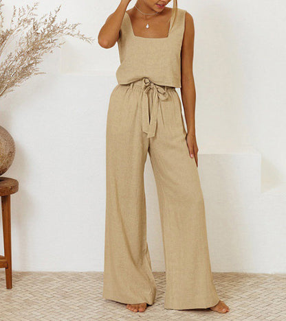 Milena - Set di Top Minimalista e Pantaloni a gamba larga
