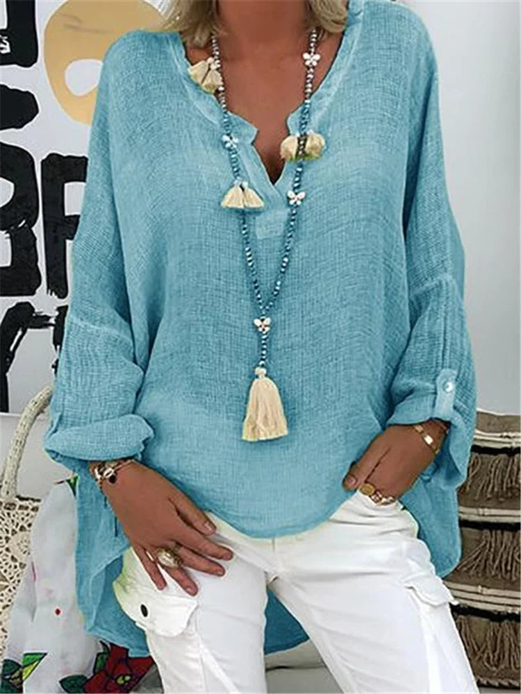 Caelina - Camicia Basic Tinta unita a maniche lunghe