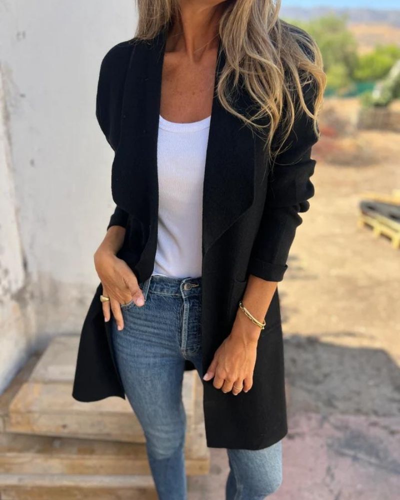 EIGONA - GIACCA CARDIGAN CASUAL CON REVERS