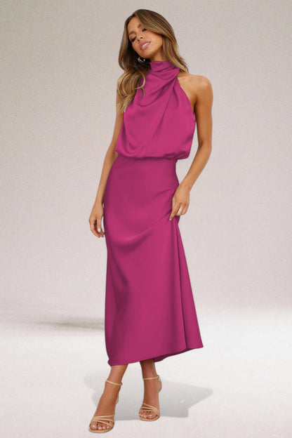 Élodie - Abito di satin glamuroso con collo halter.