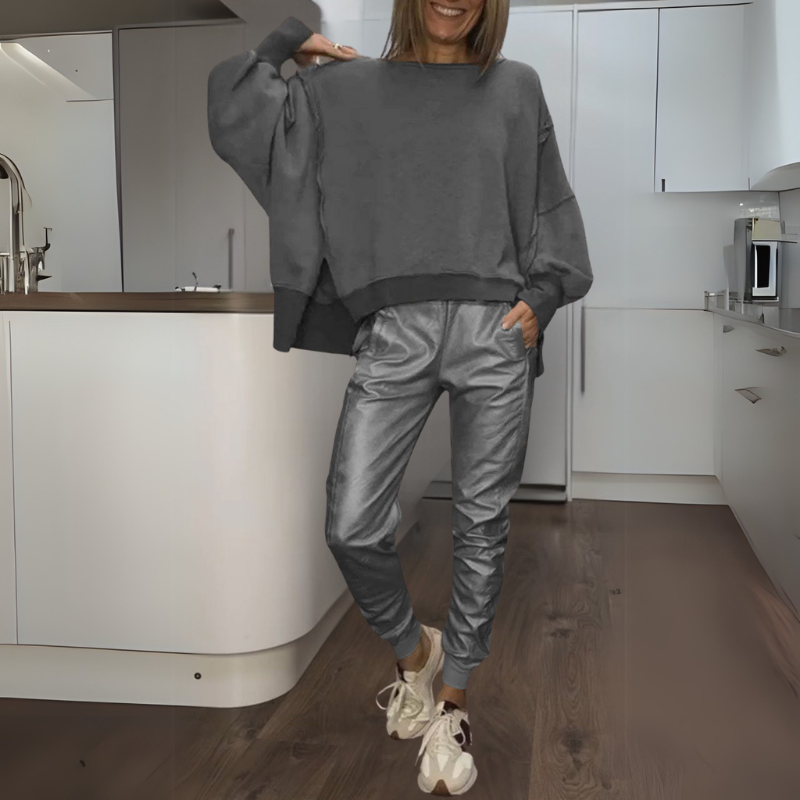 Tomasa - Set di Maglione di Satin e Joggers
