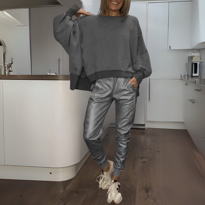Tomasa - Set di Maglione di Satin e Joggers