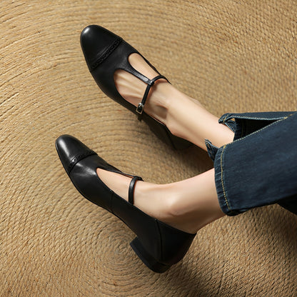 Bella - Ballerine in pelle casual con fibbia in forma di T da donna