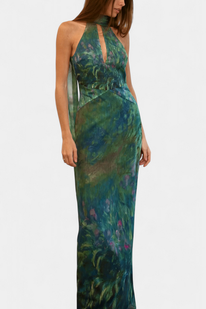 Moana Abito in Chiffon con Stampa Ispirato a Monet
