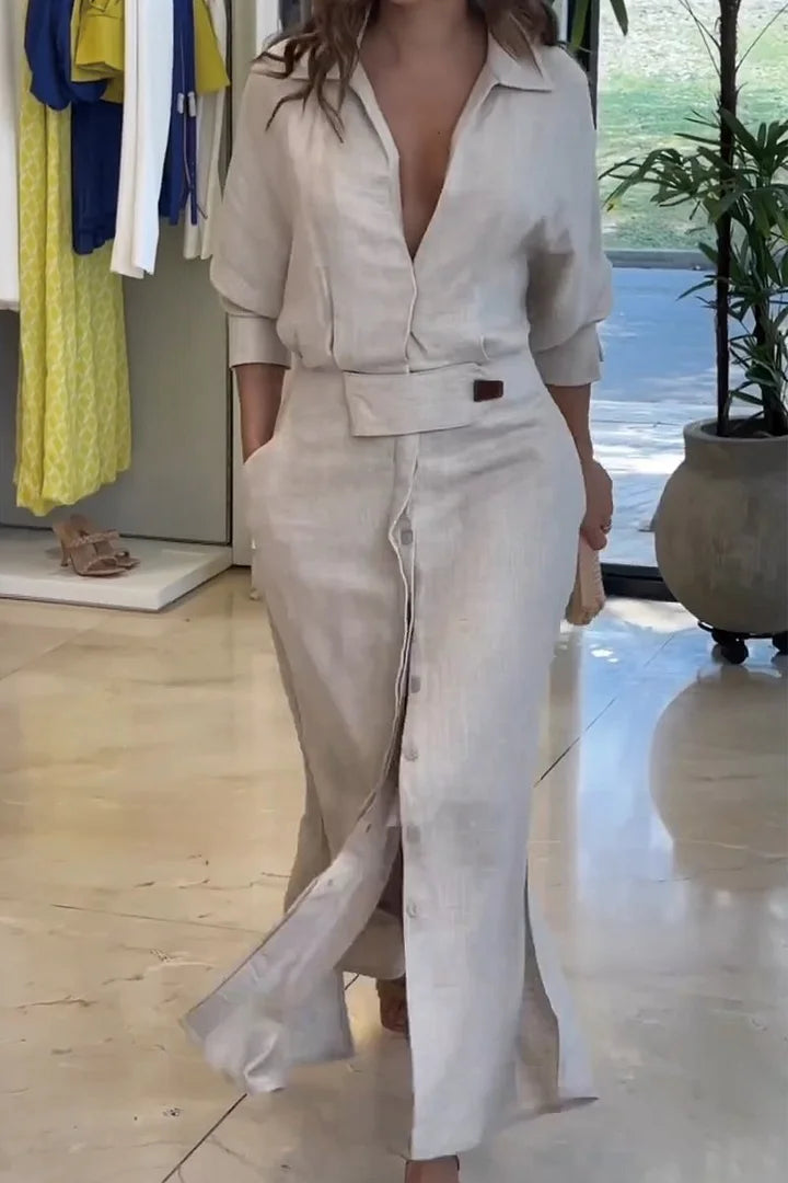 Eulalia | Abito maxi in cotone e lino