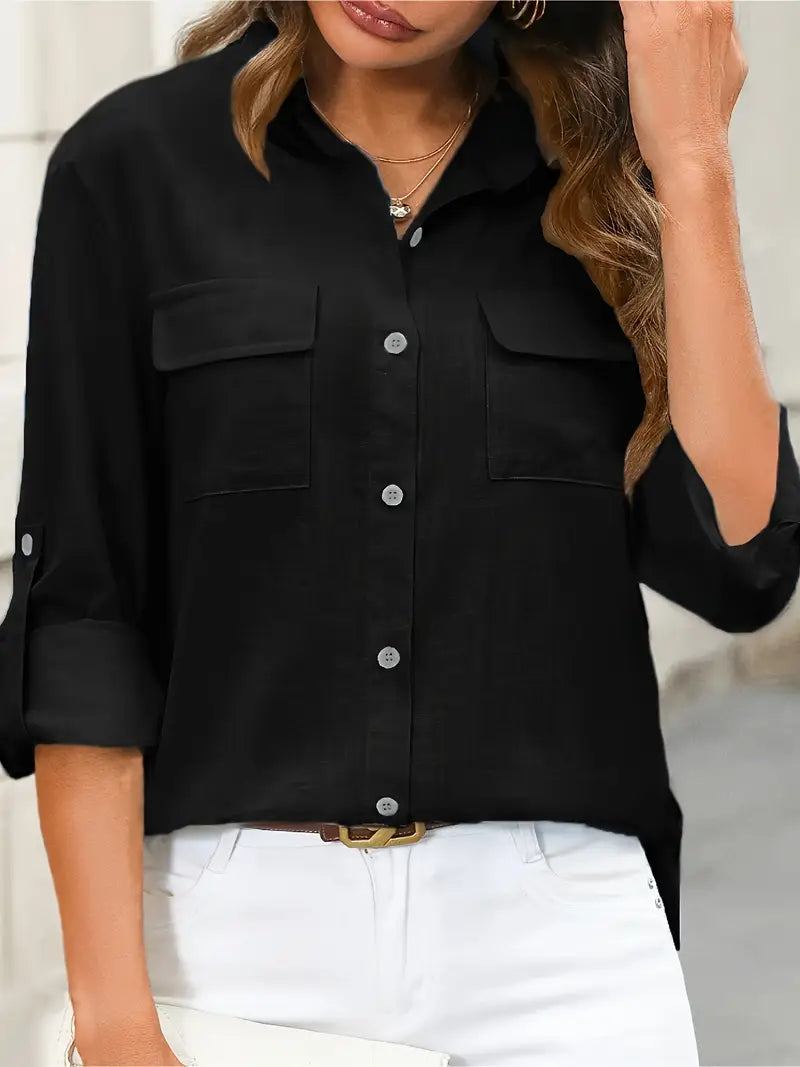 Athena - Camicia di Cotone con Tasche Frontali