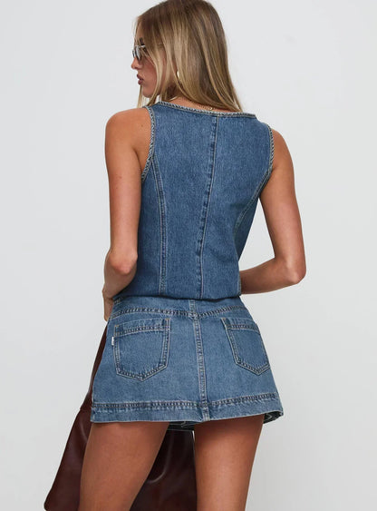 COURTNEY – SET DI TOP E GONNA IN DENIM RYDER