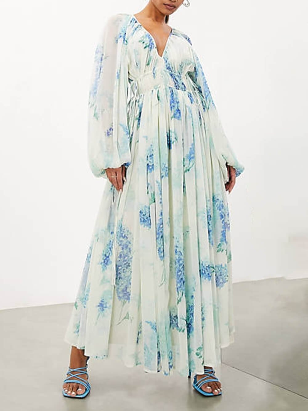 MONROE – ABITO MAXI DI CHIFFON FIORI DEL OCEANO