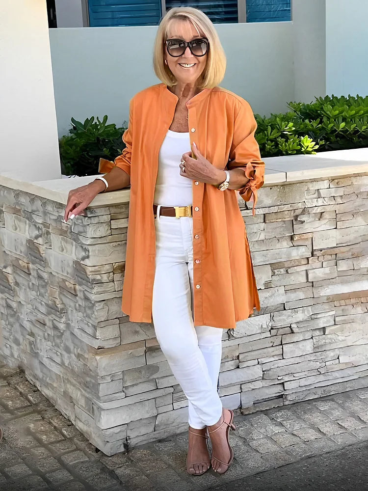 Elliora - Shacket in cotone con schiena arricciata