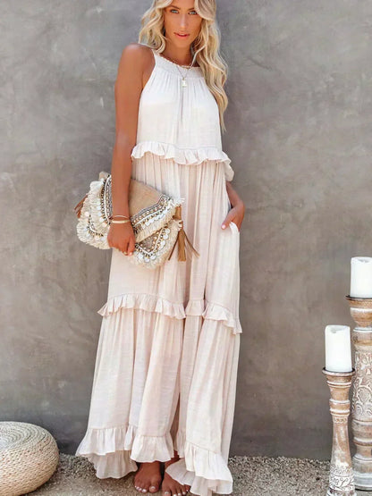 Landry - Abito senza maniche con volant chic