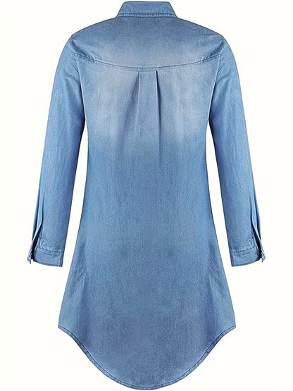 Tess | Abito Midi di Denim con Cierre di Bottone