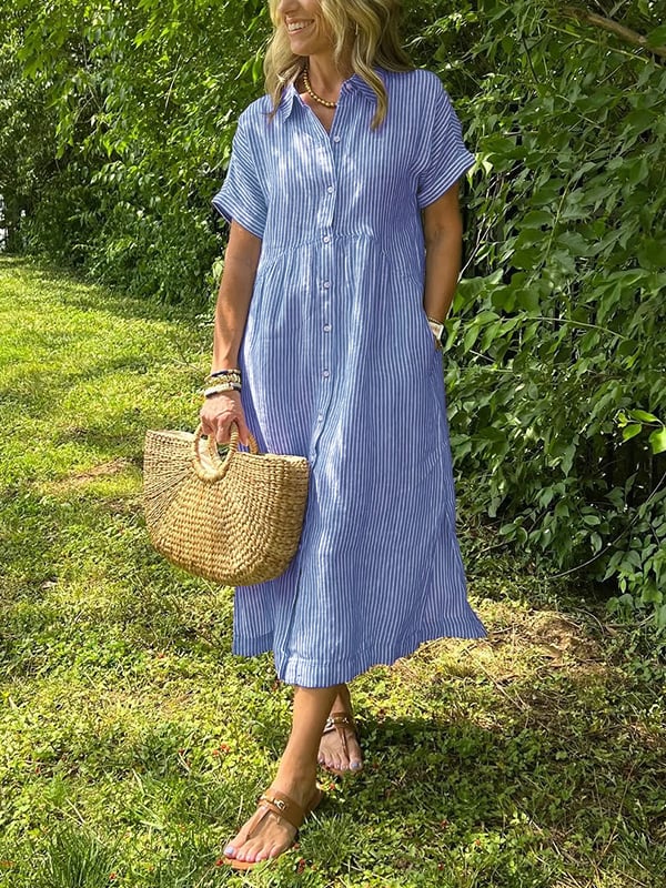 CLAIRE – ABITO CHEMISIER A RIGHE SENZA SFORZO