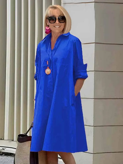 Vireya - Abito midi con Collo di Camicia e Tasca