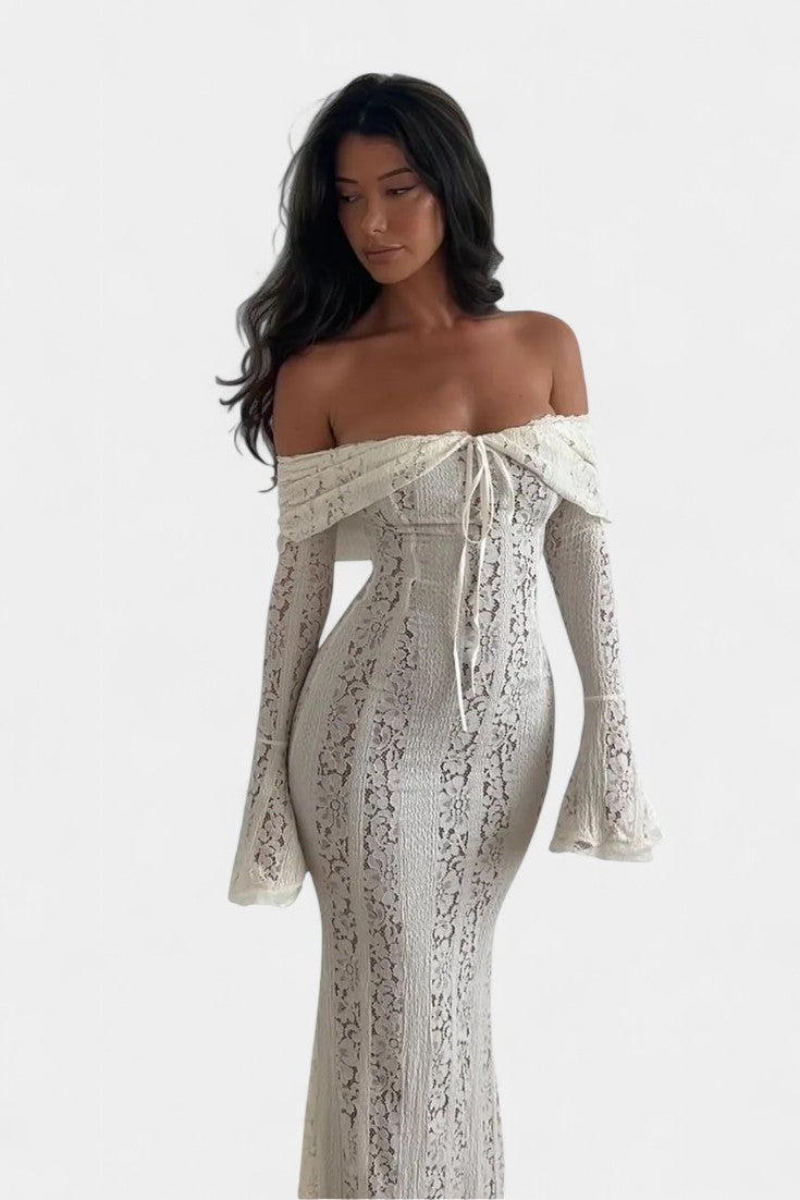 Rosalie Abito maxi Off-Shoulder in pizzo