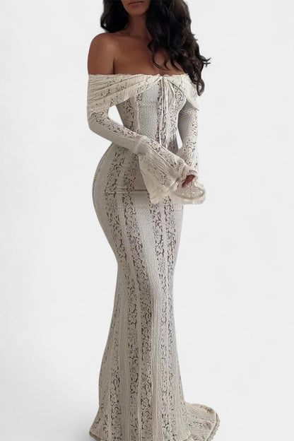 Rosalie Abito maxi Off-Shoulder in pizzo