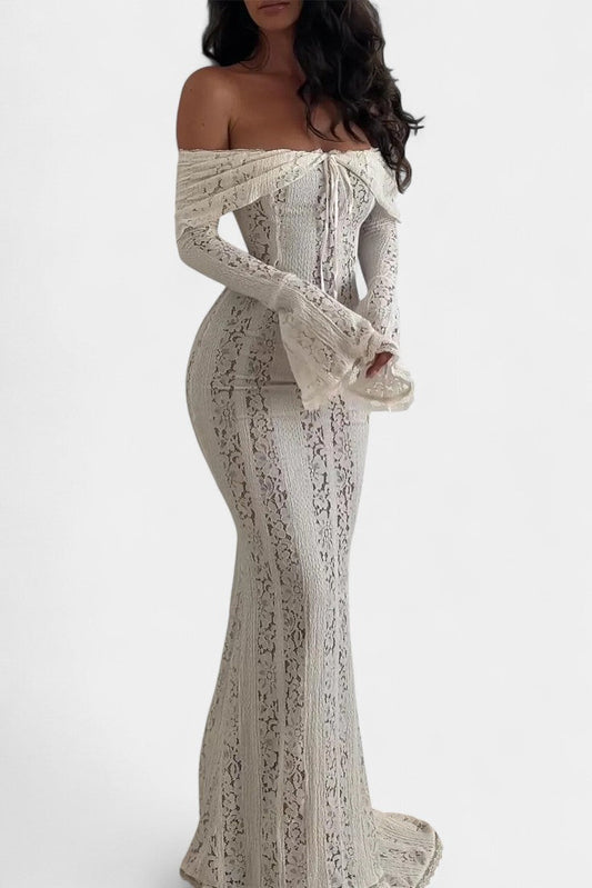 Rosalie Abito maxi Off-Shoulder in pizzo