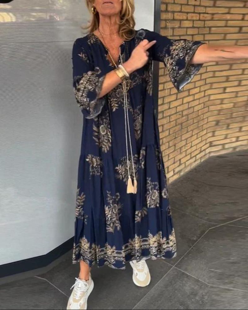 ANNE - Abito vintage suelto con scollo a V