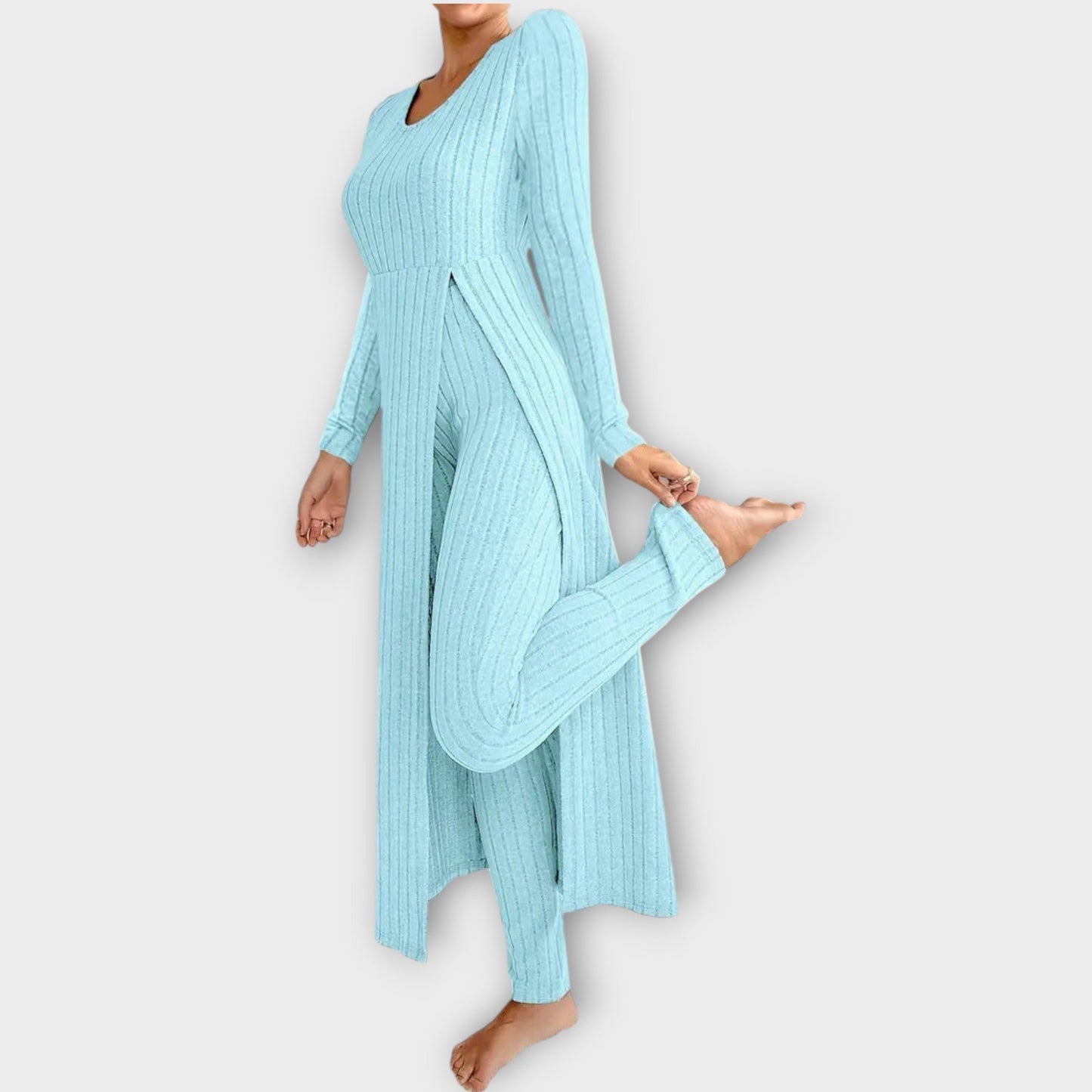 Set Lounge di Maglia Acanalado con Tunica di scollo a V
