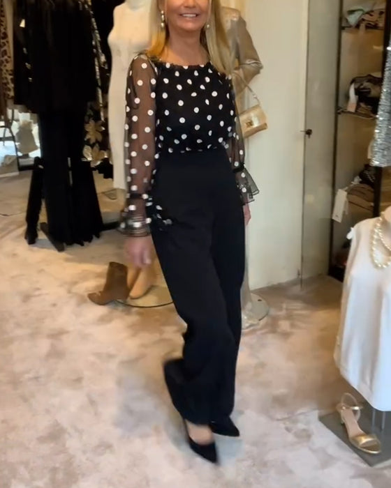 Blusa Casual Transparente con Pois