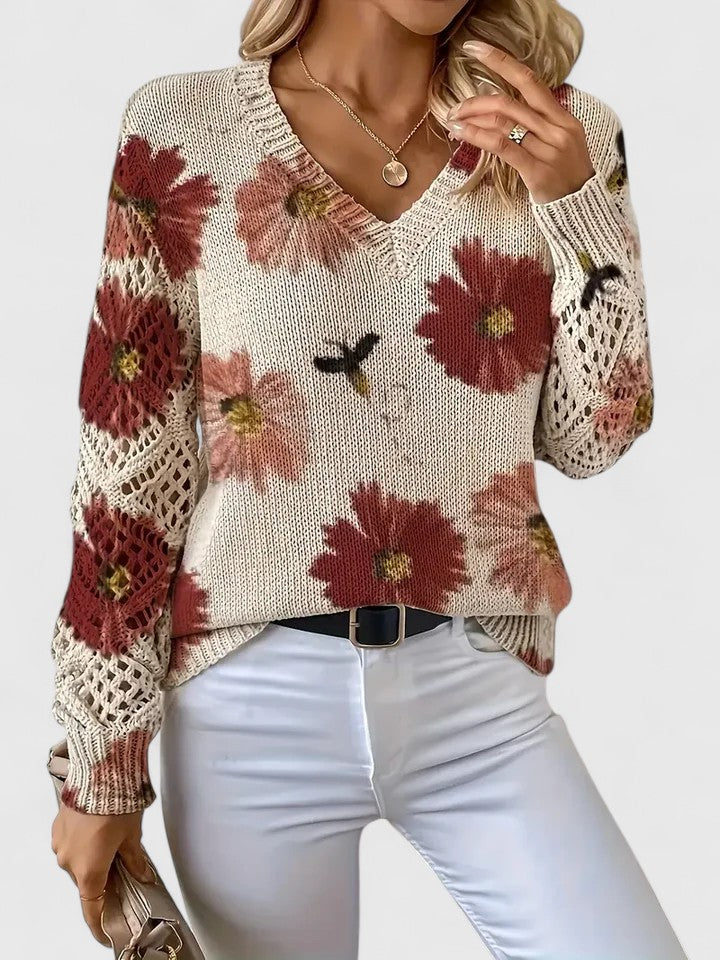 CHARLIE – MAGLIONE DI PUNTO CON FASCINO FLOREALE