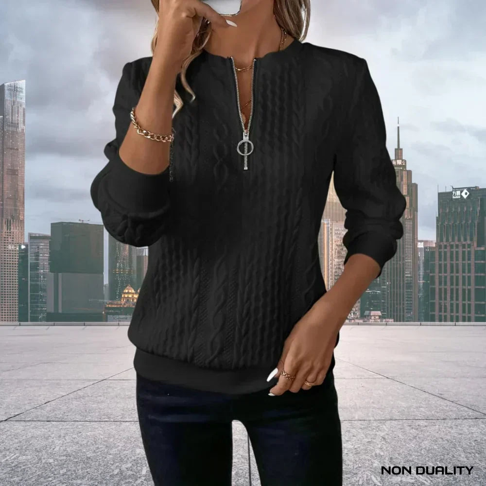 Gina - Maglione con zip con Cappuccio non-dualità