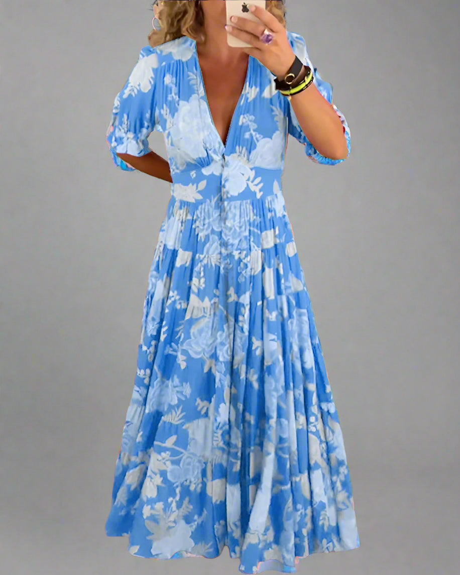 Mathilda | Abito Floreale di Día con tasche Ocultos e Corte Femminile