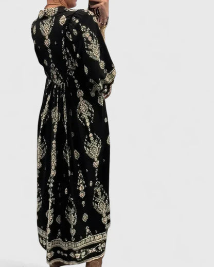CLAIRE – ABITO MAXI BOHO CON scollo a V