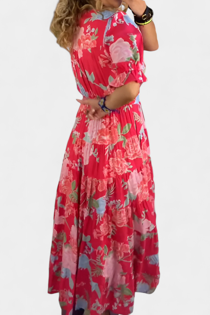 Lina Abito floreale con scollo a V
