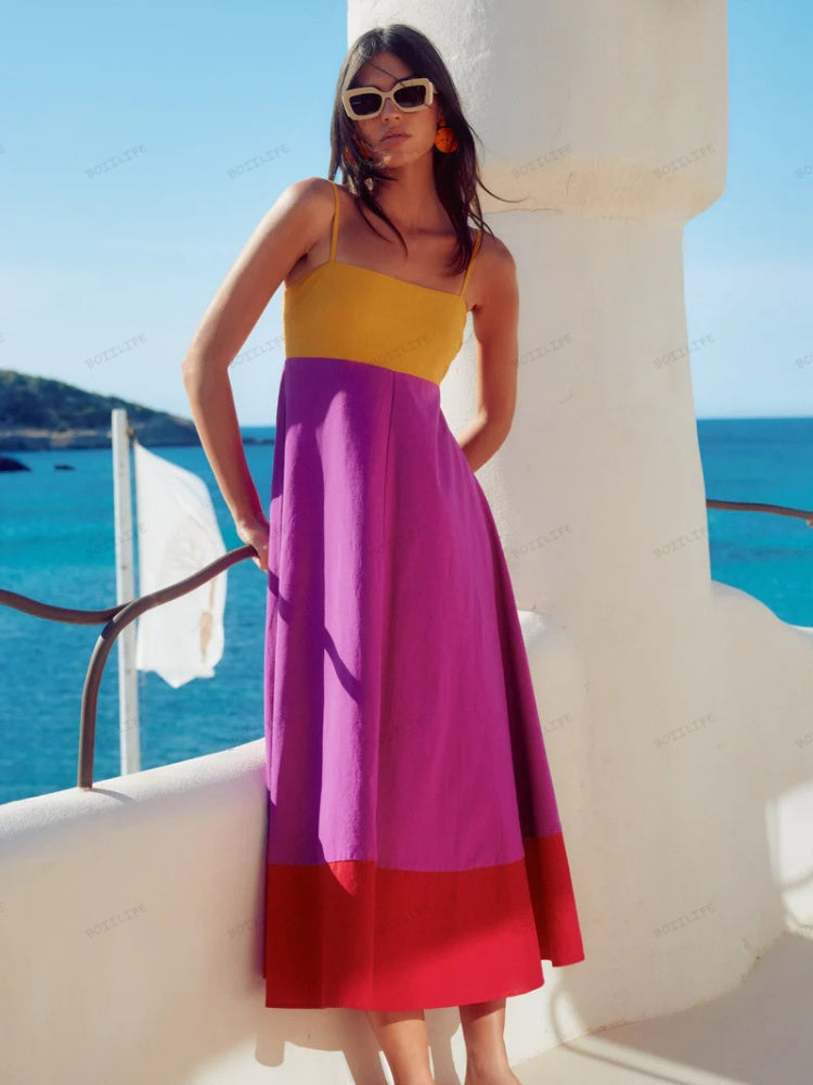 LACEY – ABITO CON SPALLINE SOTTILI IN COLOR BLOCK STILE VACACIONES