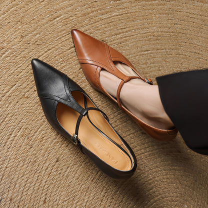 Josie - Elegantle scarpe con tacco in pelle con cierre in T da donna