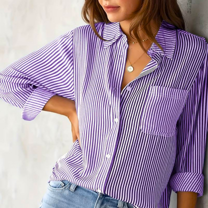 Blusa Rayada Casual per Donne