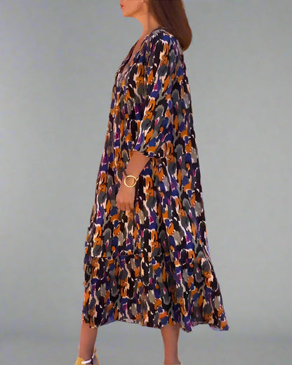 Walburga | Abito Maxi Rétro con scollo a V e Comfort Elegante
