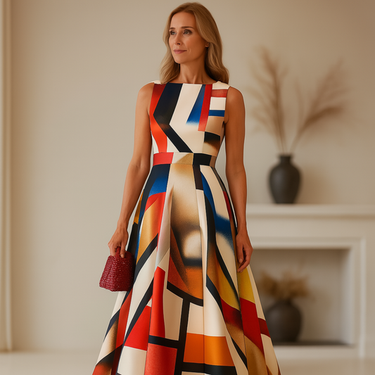 Ashlynn - Abito da sera Senza maniche con Pieghe e Girocollo Chic