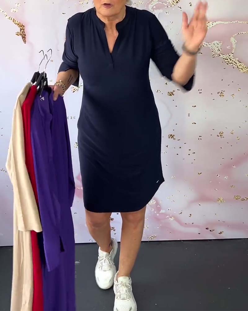 Olivia™ - Abito Casual Comodo con Scollo a V Sólido