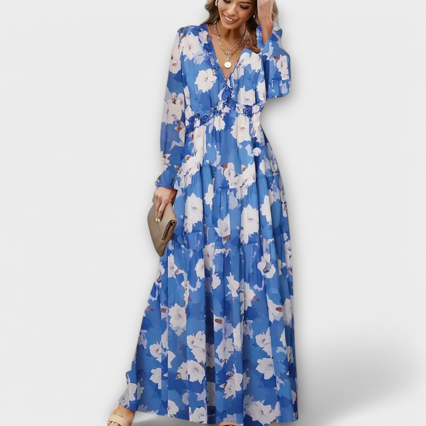 Juno - Elegante Abito Maxi Floreale