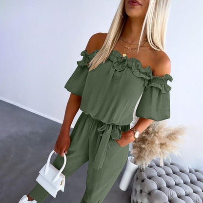 MIA – TUTA ROMANTICO CON VOLANT OFF-SHOULDER