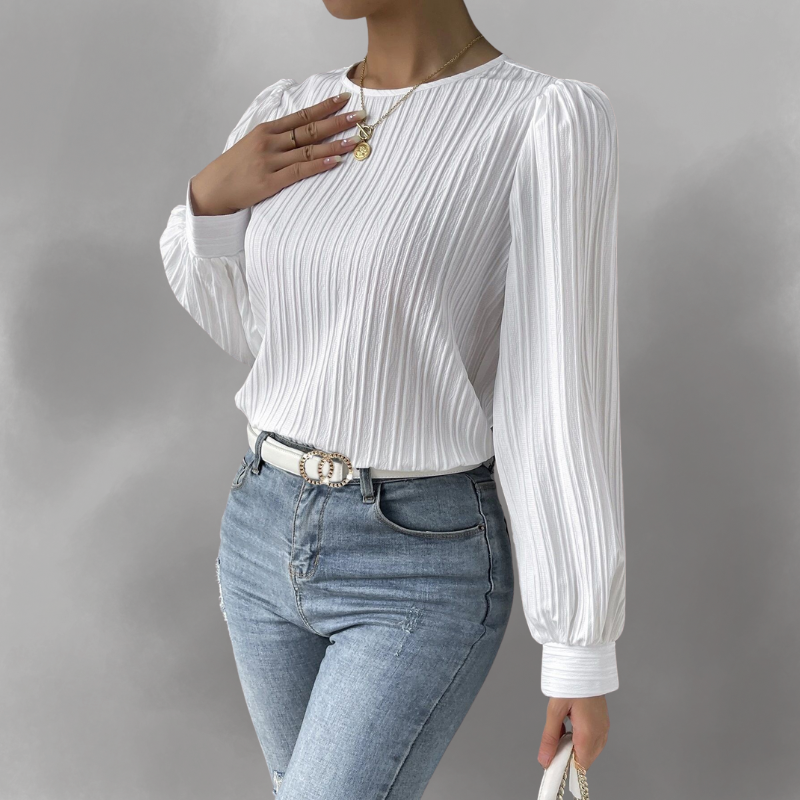 Carly – Blusa a maniche lunghe Plissettata