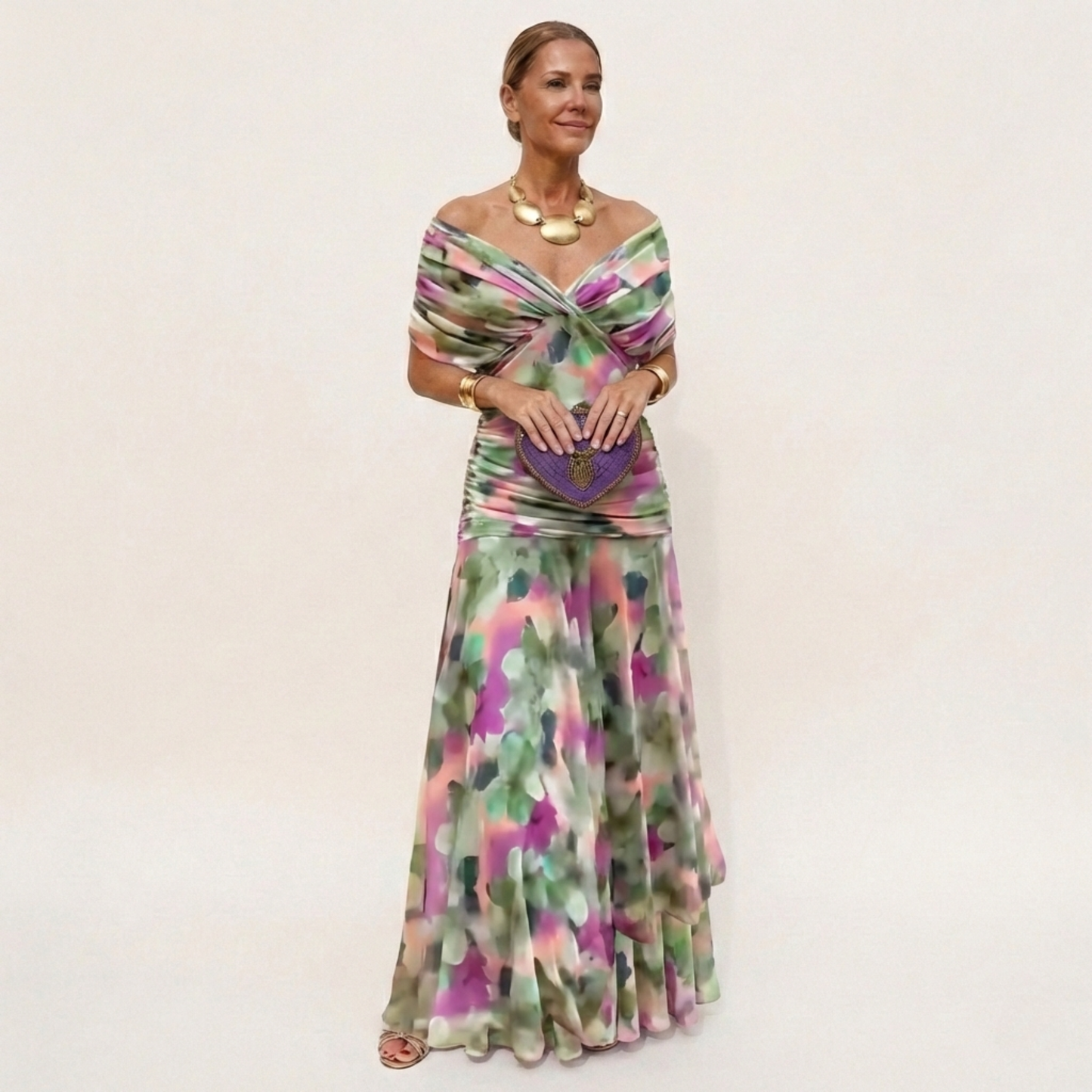 Carmen™ | Abito lungo Floreale con scollo a V