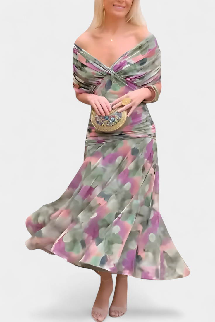 Florendra™ | Abito lungo Floreale con scollo a V