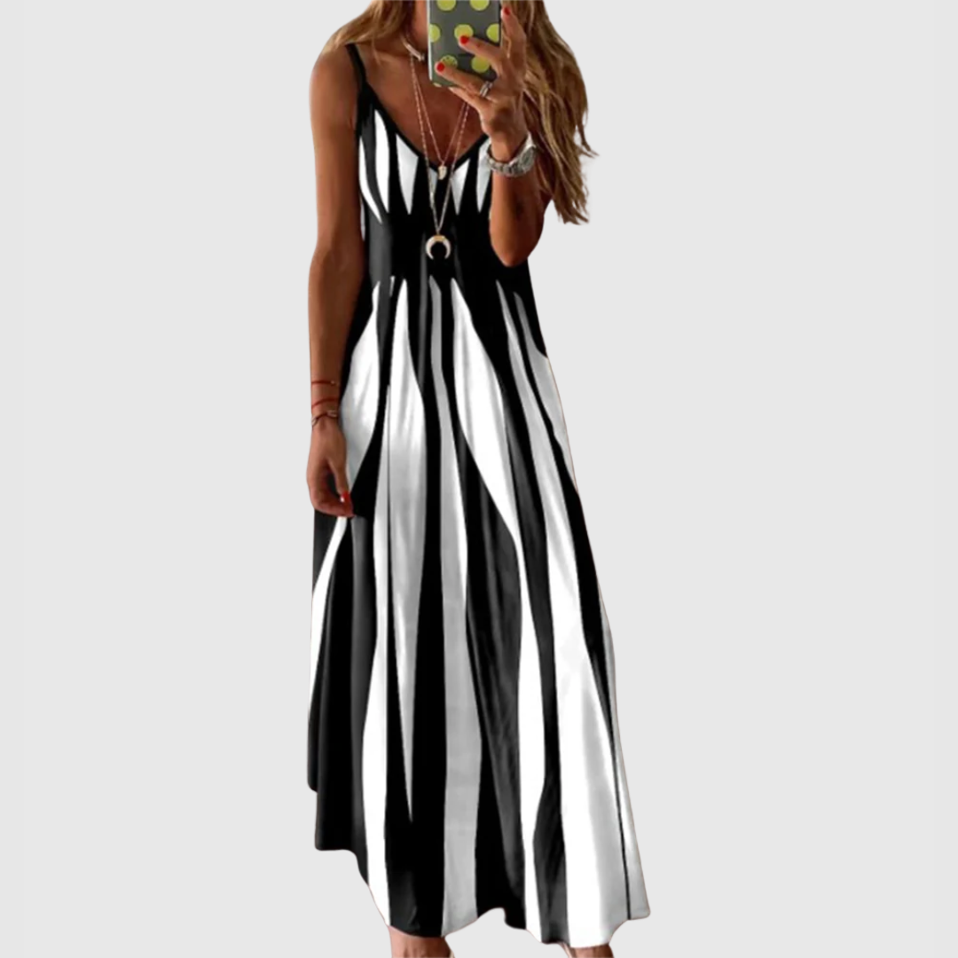 Ariella - Abito Maxi Senza maniche a righe Chic