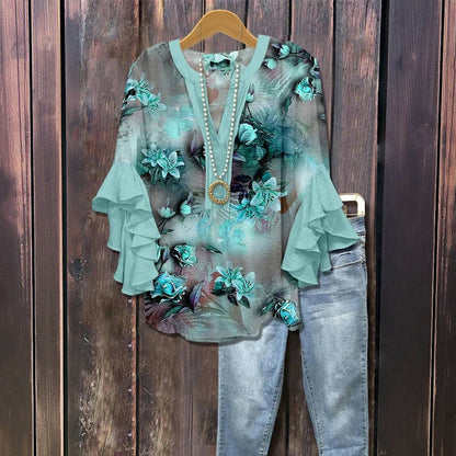 Peyton™ - BLUSA DI STAMPA FLOREALE VINTAGE CON DESIGN ELEGANTE