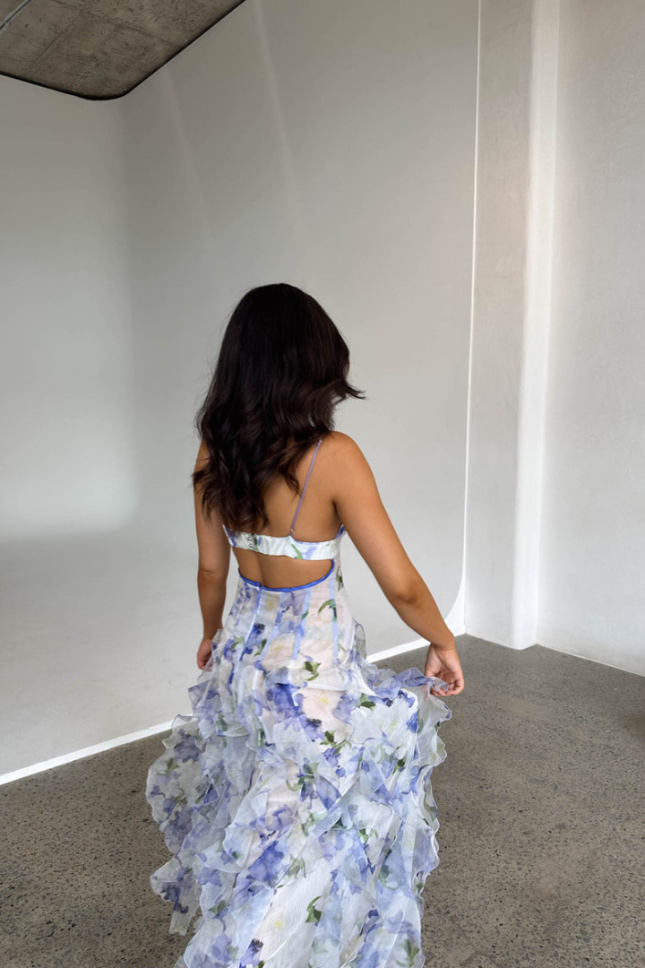 Noemi - Abito maxi con Spalline sottili e Stampa floreale