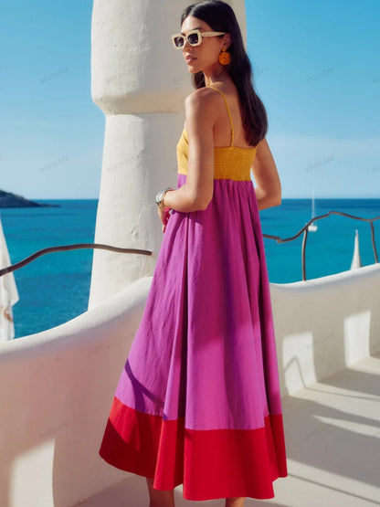 LACEY – ABITO CON SPALLINE SOTTILI IN COLOR BLOCK STILE VACACIONES