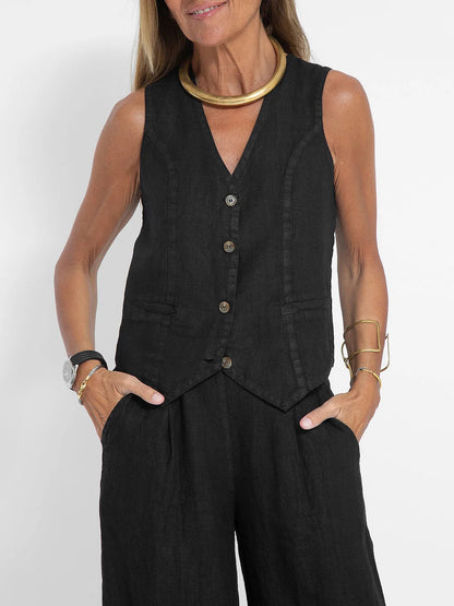 Jessica - Set Gilet Con bottoni & Pantaloni a gamballarga