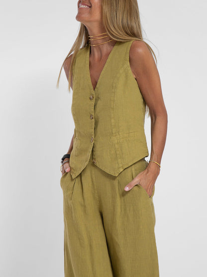 Jessica - Set di Gilet Abotonado e Pantaloni a gamba larga