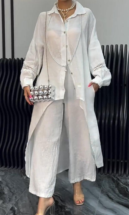 Set di Top e Pantaloni a maniche lunghe con Orlo Irregular