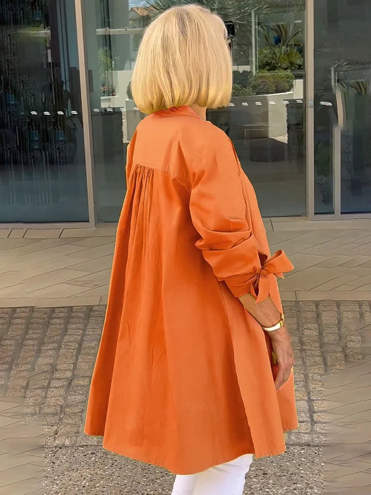 Elliora - Shacket in cotone con schiena arricciata