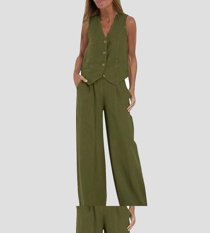 Jessica - Set Gilet Con bottoni & Pantaloni a gamballarga