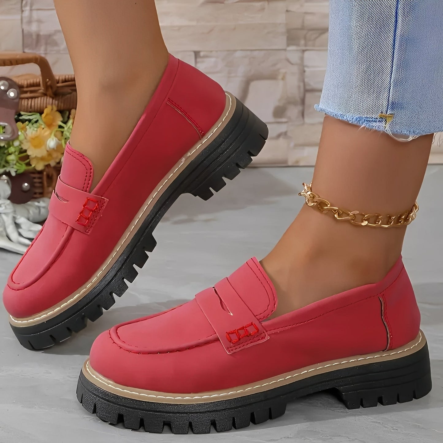 Elise - Eleganti mocassini con platform mate per donna