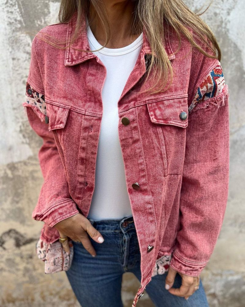 EVA - Giacca Casual di Parchwork di Denim Premium